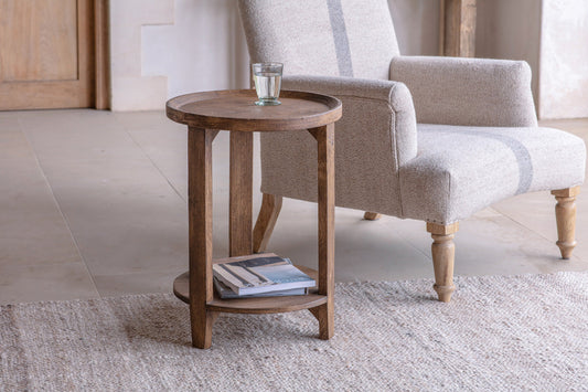 Nkuku Triveni Mango Wood Side Table Walnut Stain
