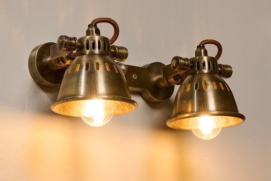 Nkuku Tubu Brass Double Spot Light Antique Brass