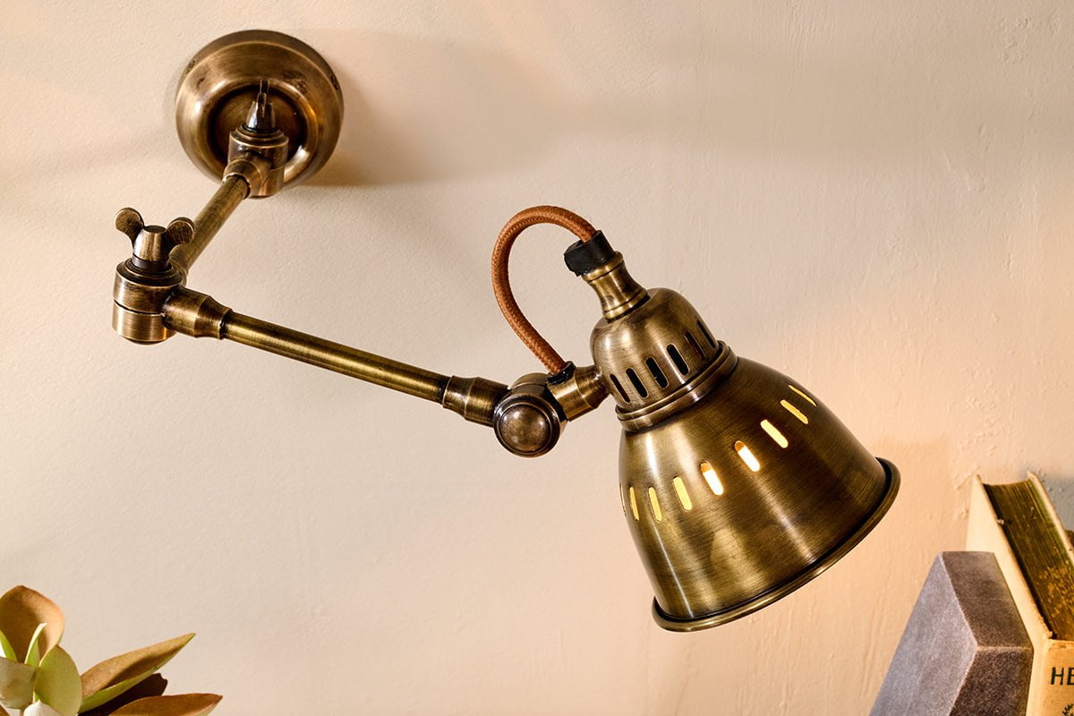 Nkuku Tubu Brass Extendable Wall Light Antique Brass