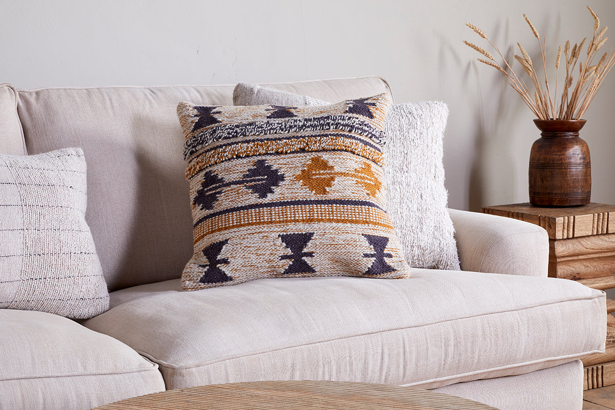 Nkuku Tussi Ami Cushion Cover Mustard & Grey