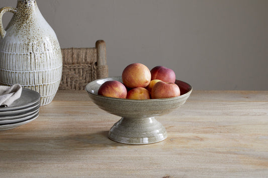 Nkuku Valinha Earthenware Footed Bowl Grey