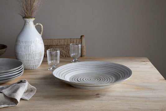 Nkuku Valinha Earthenware Round Platter Grey