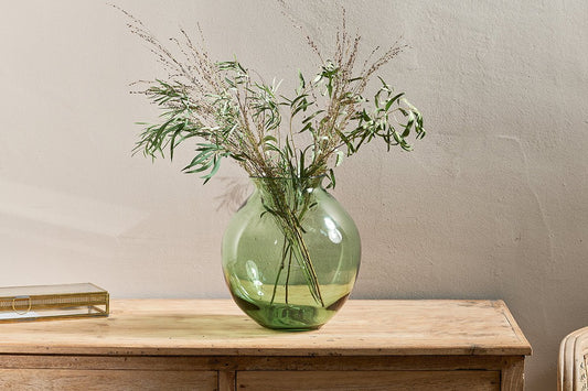 Nkuku Vanita Glass Vase Green Wide