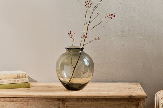 Nkuku Vanita Glass Vase Smoke Wide