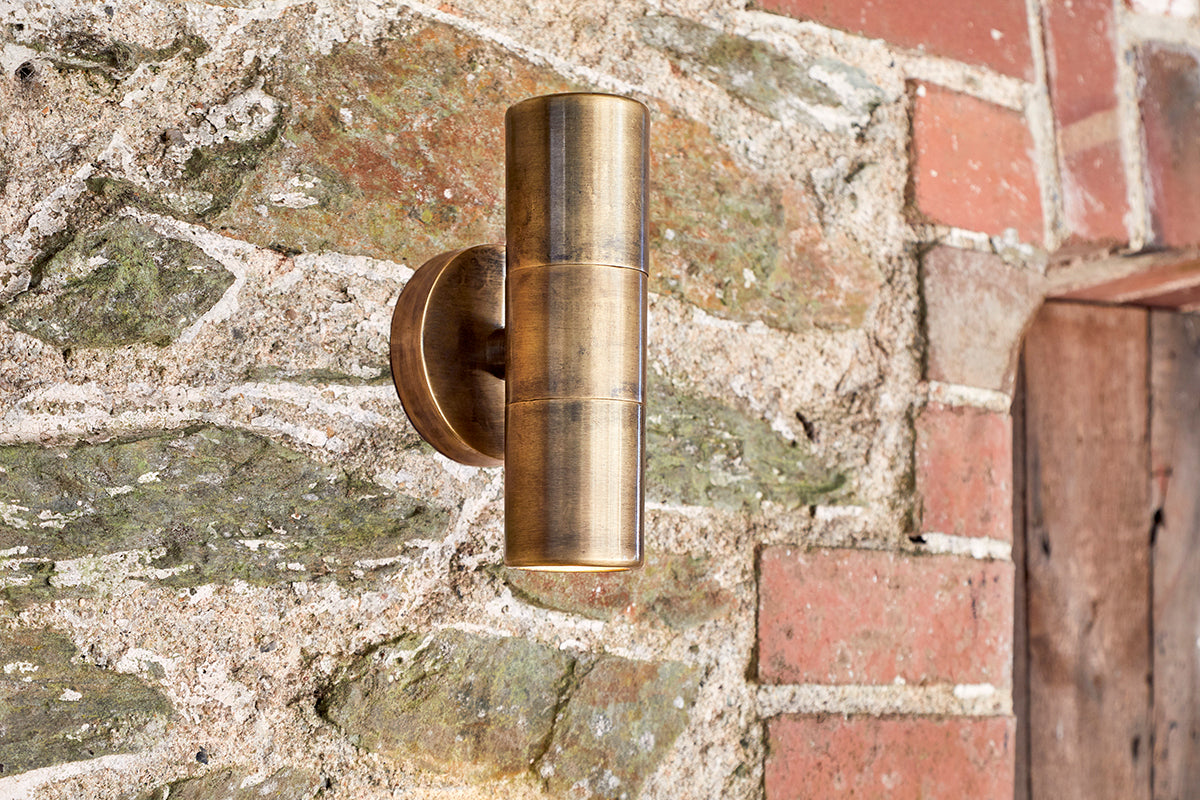 Nkuku Vitla Outdoor Wall Lamp Antique Brass