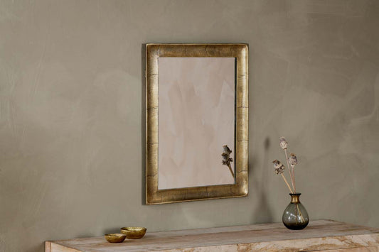 Nkuku Yadur Rectangular Mirror Antique Brass Small