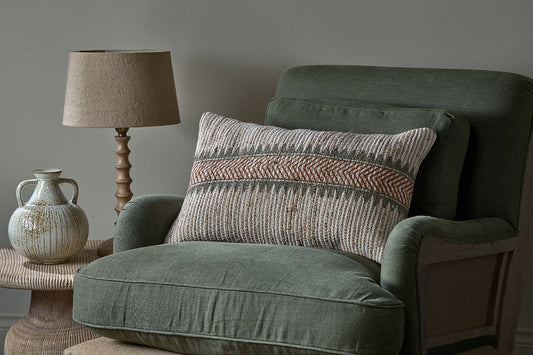Nkuku Zairya Jute & Cotton Cushion Cover Natural & Rust