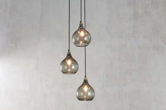 Nkuku Ziva Recycled Glass Cluster Pendant Green Smoke