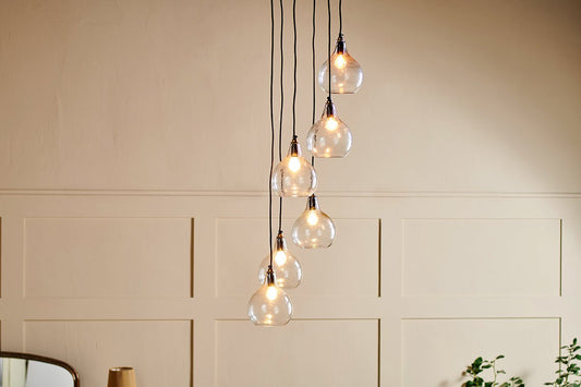 Nkuku Ziva Statement Recycled Glass Cluster Pendant Clear