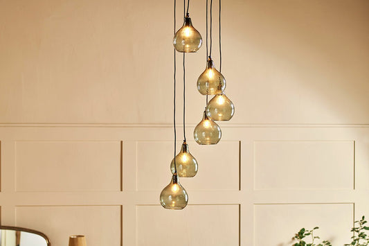Nkuku Ziva Statement Recycled Glass Cluster Pendant Green Smoke