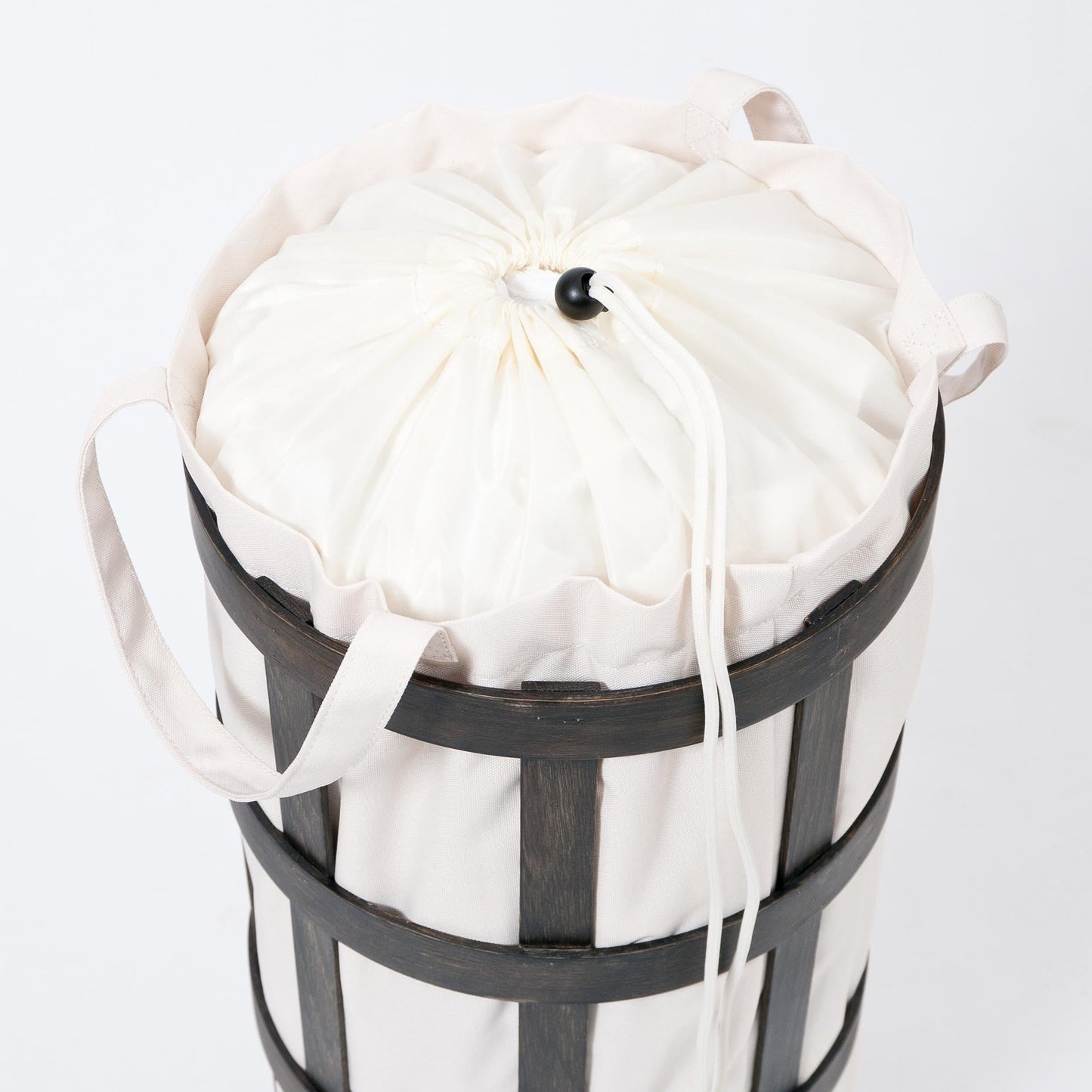 Wireworks Laundry Basket Cage Dark Oak / White
