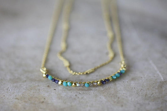 Nkuku Aja Lolite, Labradorite And Chalcedony Necklace