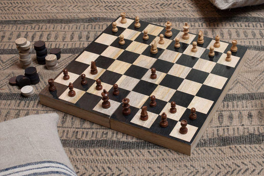 Nkuku Mango Wood Chess & Draughts