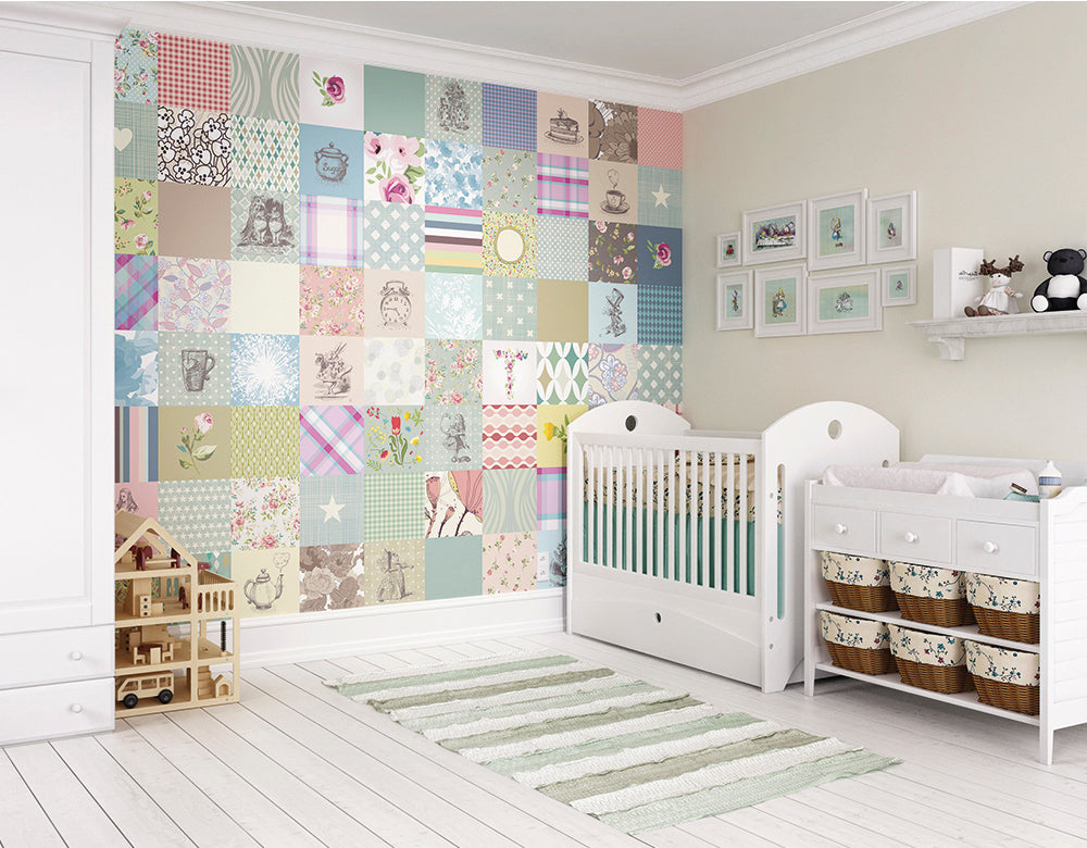 Origin Murals Alice In Wonderland Patchwork Multi 350cm X 280cm