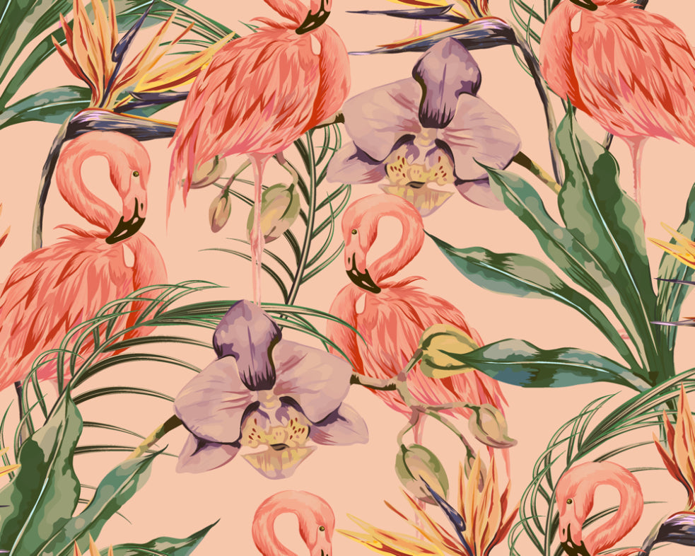 Origin Murals Paradise Flamingo Coral 350cm X 280cm