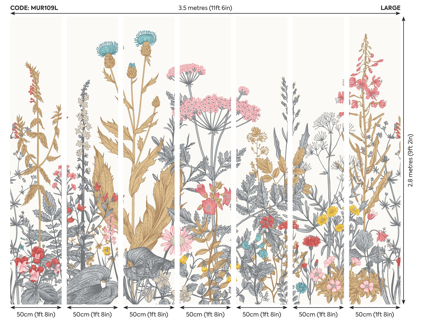 Origin Murals Botanical Fleur Dove Coral 350cm X 280cm