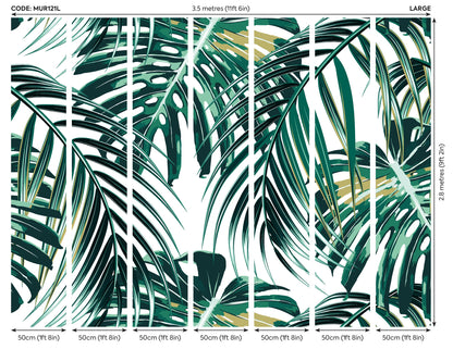 Origin Murals Tropical Leaves Emerald 350cm X 280cm