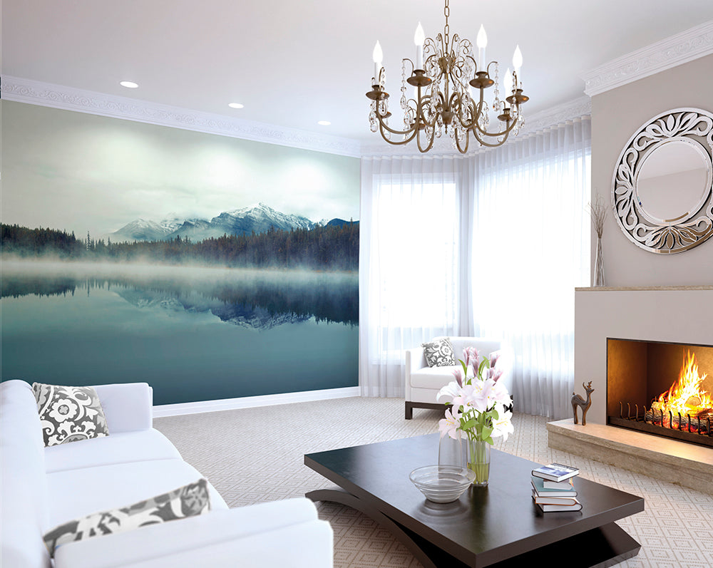 Origin Murals Misty Mountain Lake Ink 350cm X 280cm