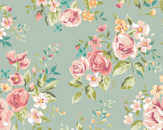 Origin Murals Flowery Duck Egg 350cm X 280cm