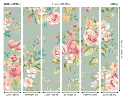 Origin Murals Flowery Duck Egg 300cm X 240cm
