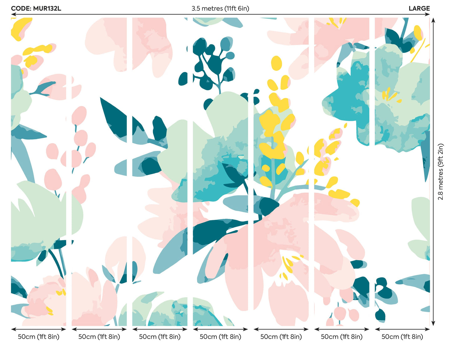 Origin Murals Graphic Flower Blush Jade 350cm X 280cm
