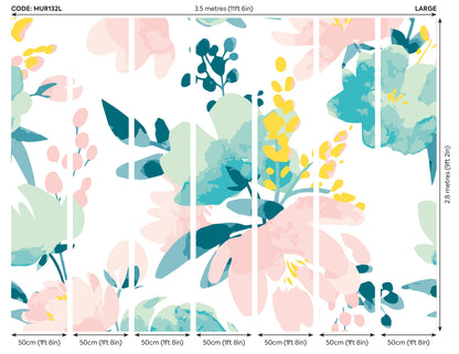 Origin Murals Graphic Flower Blush Jade 350cm X 280cm
