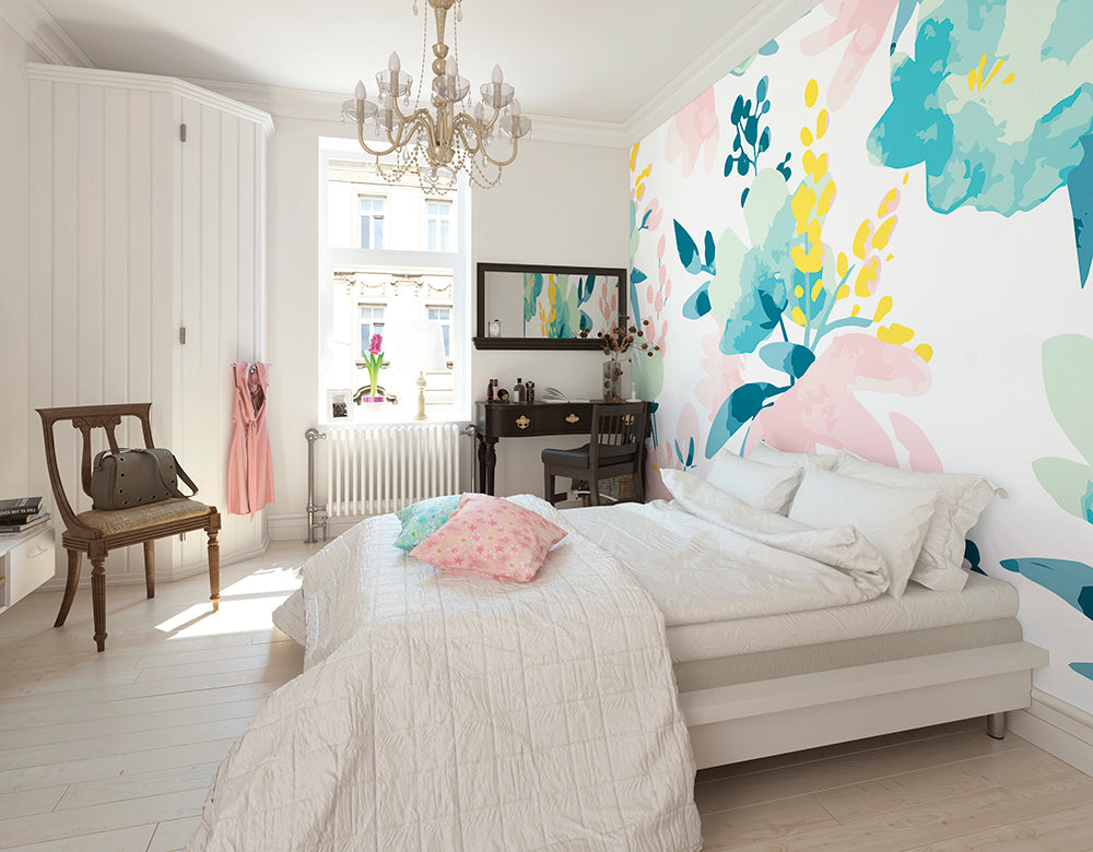 Origin Murals Graphic Flower Blush Jade 350cm X 280cm
