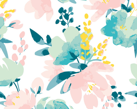 Origin Murals Graphic Flower Blush Jade 350cm X 280cm