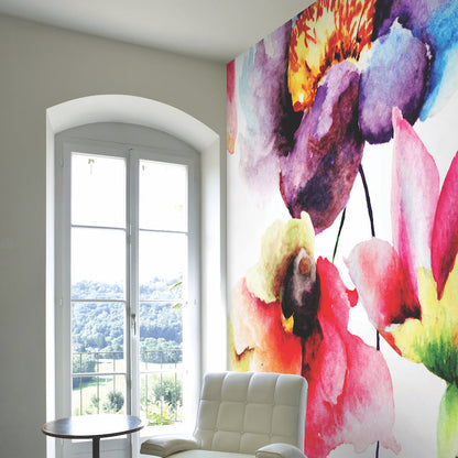 Origin Murals Watercolour Flora Multi Bright 300cm X 240cm