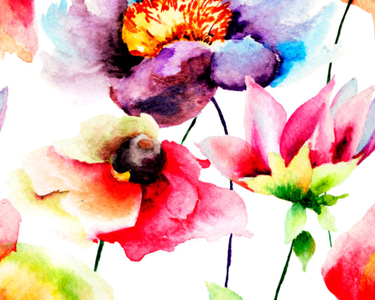 Origin Murals Watercolour Flora Multi Bright 300cm X 240cm