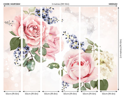 Origin Murals Roses Sparkles Rose Pink 300cm X 240cm