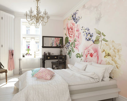 Origin Murals Roses Sparkles Rose Pink 300cm X 240cm