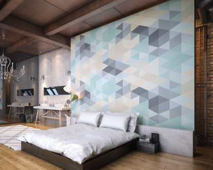Origin Murals Iso Triangles Duck Egg 300cm X 240cm