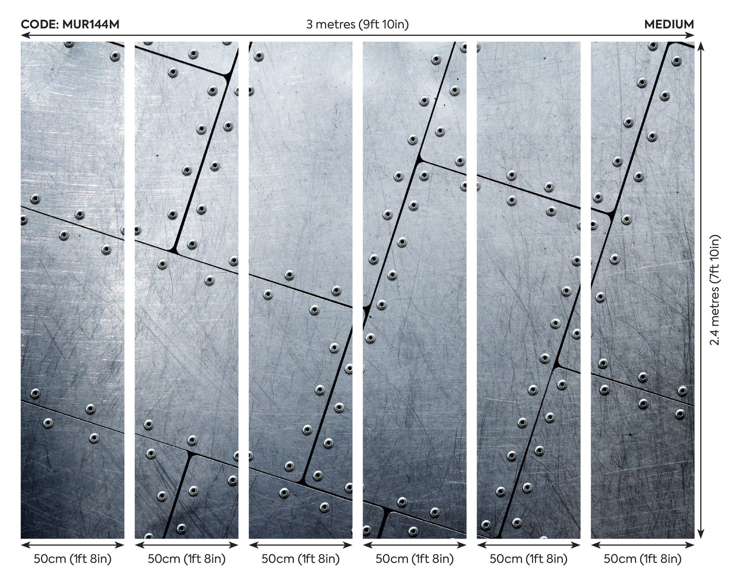 Origin Murals Tiled Metal Steel 300cm X 240cm