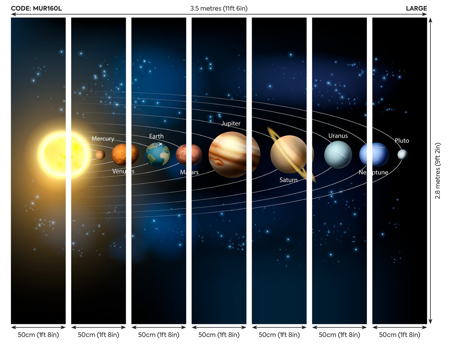 Origin Murals Planets Multi 350cm X 280cm
