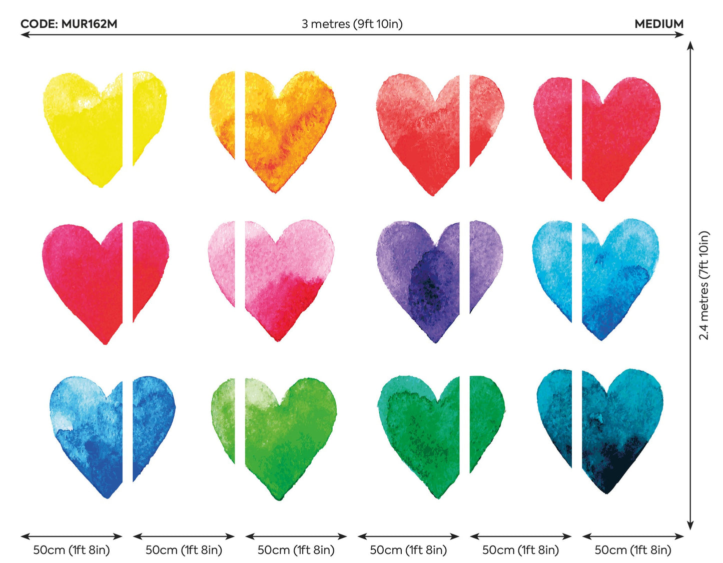 Origin Murals Colour My Heart Multi 300cm X 240cm