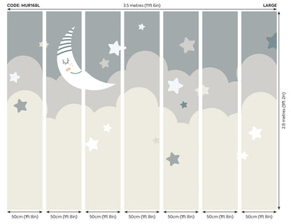 Origin Murals Nighttime Childrens Sky Dove Grey 350cm X 280cm