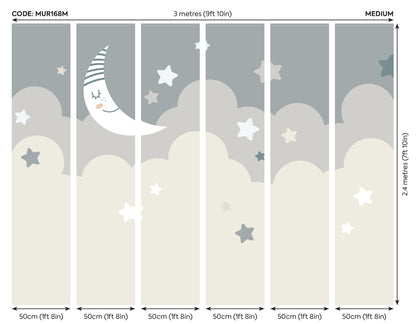 Origin Murals Nighttime Childrens Sky Dove Grey 300cm X 240cm