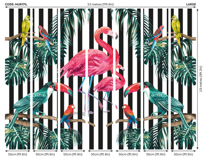 Origin Murals Flamingo Stripe Multi 350cm X 280cm