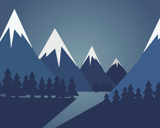 Origin Murals Snowy Mountain Valley Steel Blue 350cm X 280cm
