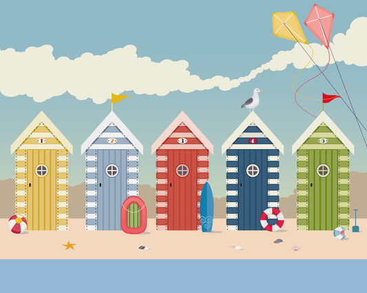 Origin Murals Beach Huts Multi 350cm X 280cm