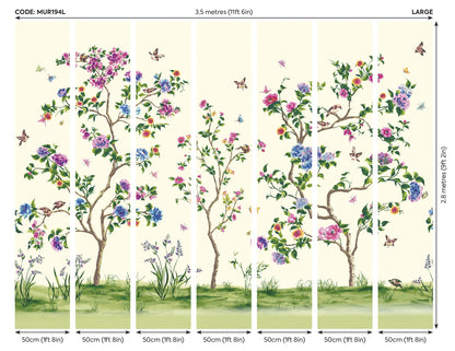 Origin Murals Oriental Flower Tree Ivory 350cm X 280cm