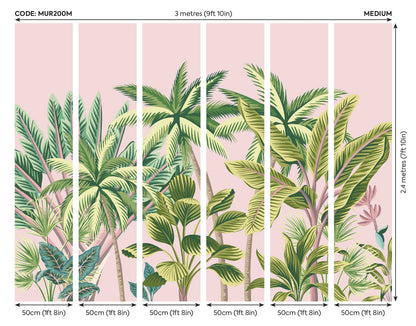 Origin Murals Tropical Palm Trees Pink 300cm X 240cm