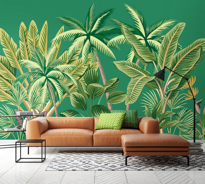 Origin Murals Tropical Palm Trees Green 350cm X 280cm