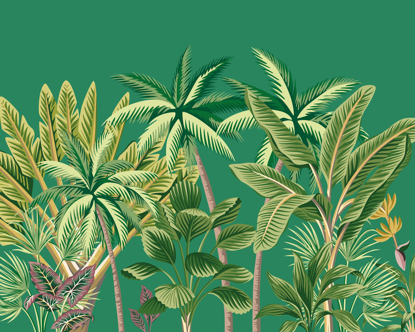 Origin Murals Tropical Palm Trees Green 350cm X 280cm