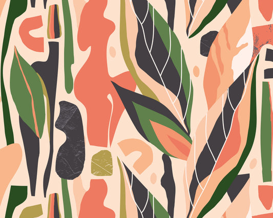 Origin Murals Abstract Leaf Shapes Orange 350cm X 280cm