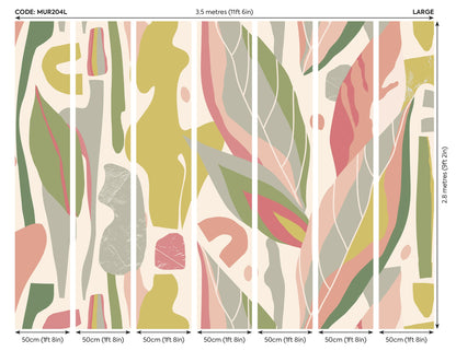 Origin Murals Abstract Leaf Shapes Pink 350cm X 280cm