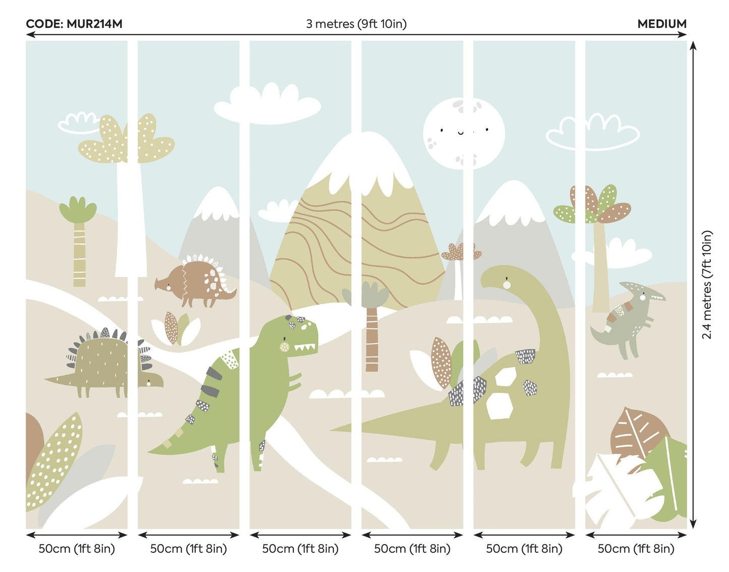 Origin Murals Dinosaur Land Natural 300cm X 240cm