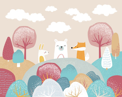 Origin Murals Woodland Friends Orange 350cm X 280cm