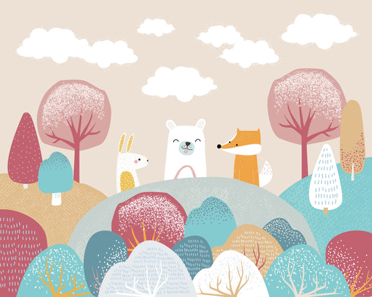 Origin Murals Woodland Friends Orange 300cm X 240cm